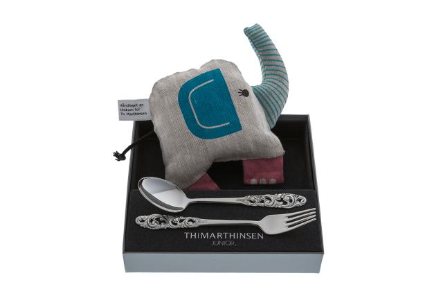MY FIRST SILVER SPOON AND FORK TELEMARK SILVER, GIFT SET
