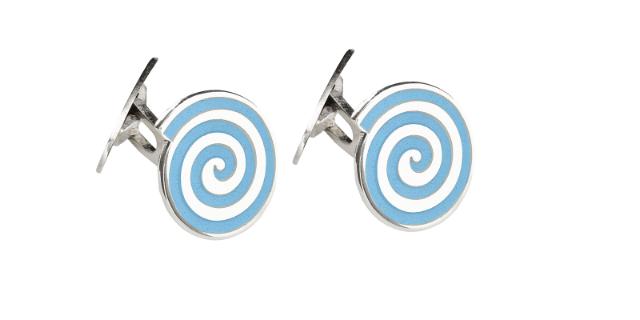 MANSJETTKNAPPER<br>Spiral, blå emalje