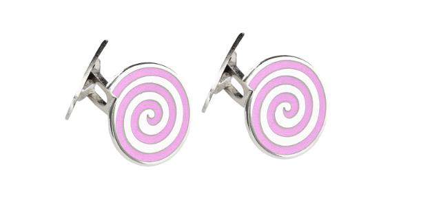 MANSJETTKNAPPER<br>Spiral, rosa emalje