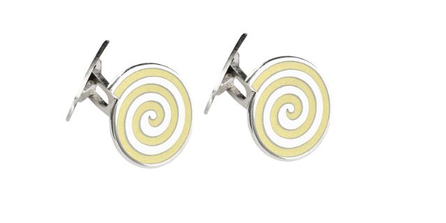 MANSJETTKNAPPER<br>Spiral, gul emalje