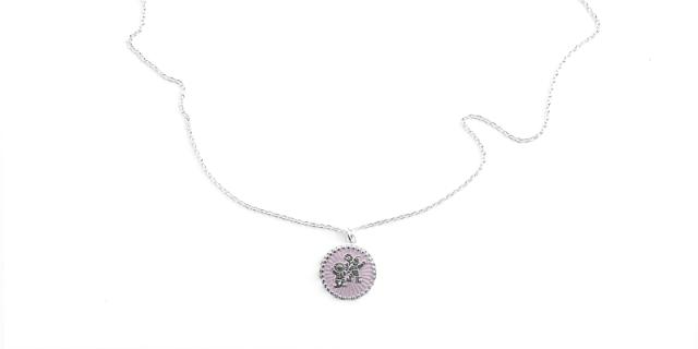 LYKKELITEN<br>Halskjede, rosa sky<br>34 cm
