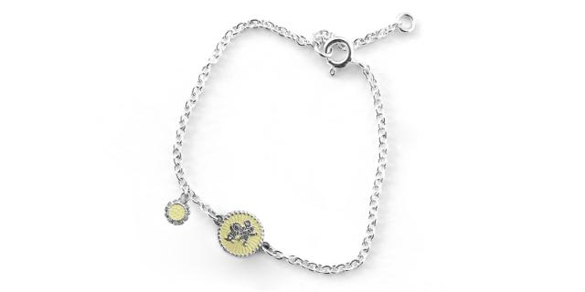 LYKKELITEN<br>Armbånd med blomst, solgul<br>14-16 cm