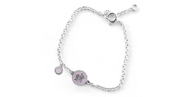 LYKKELITEN<br>Armbånd med blomst, rosa sky<br>14-16 cm