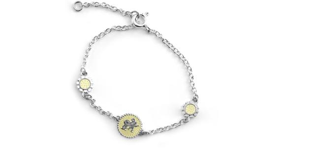 LYKKELITEN<br>Armbånd med blomster, solgul<br>14-16 cm