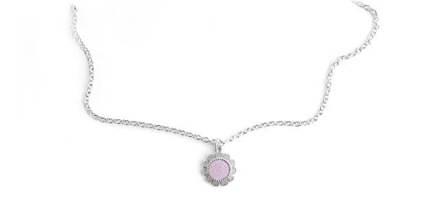 LYKKEBLOMST<br>Halskjede 2 mm, rosa sky