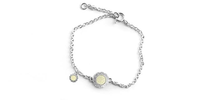 BLOOM Mini<br>Armbånd to blomster, solgul<br>14-16 cm