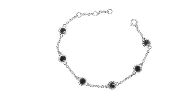 BLOOM<br>Armbånd sølv, sort emalje