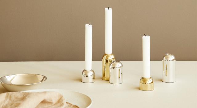 AURA lysestake forsølvet messing, liten